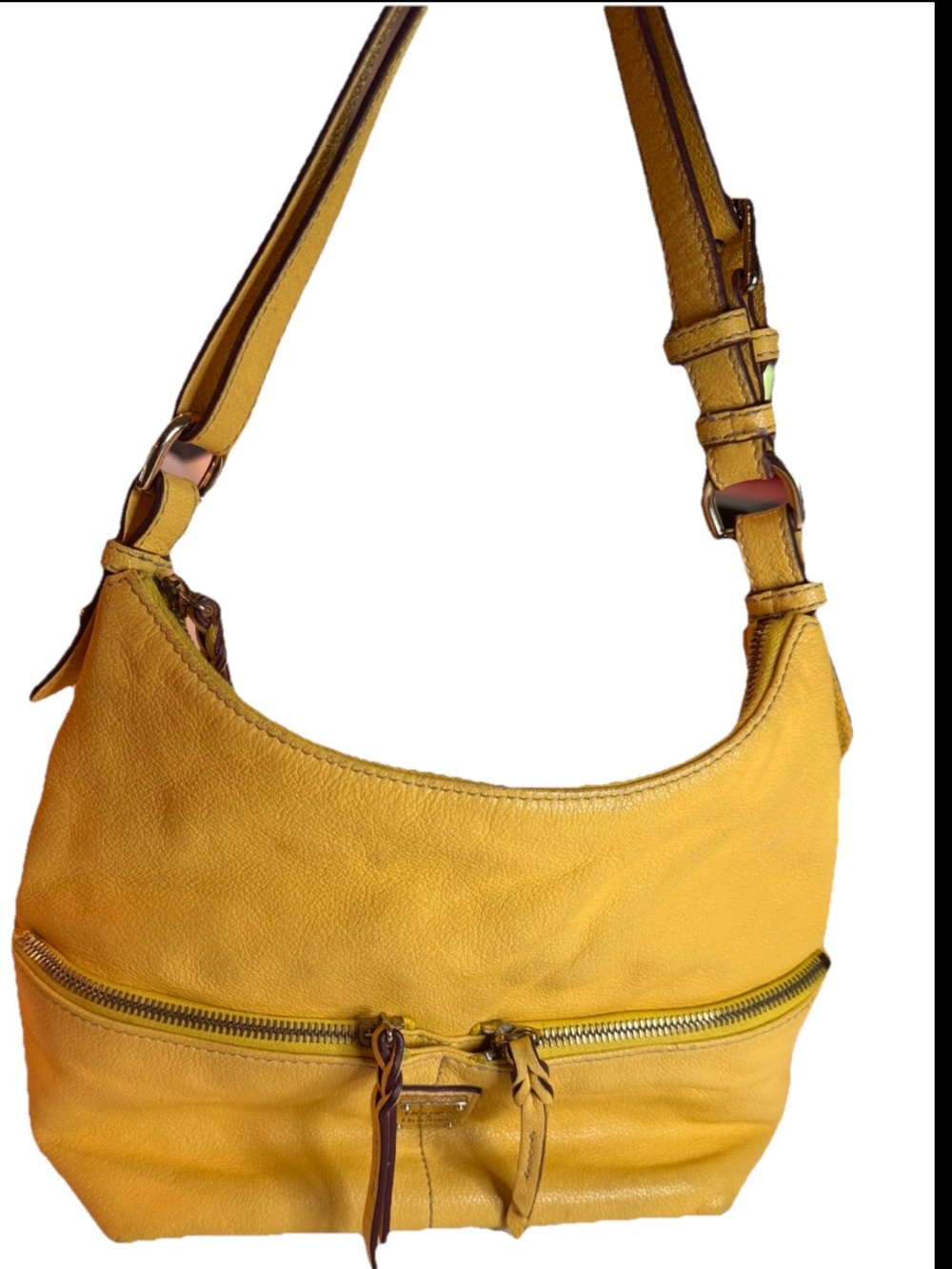 Dooney & Bourke Small Hobo Dillen Yellow Zip Pocket Sac Adjustable Shoulder Bag